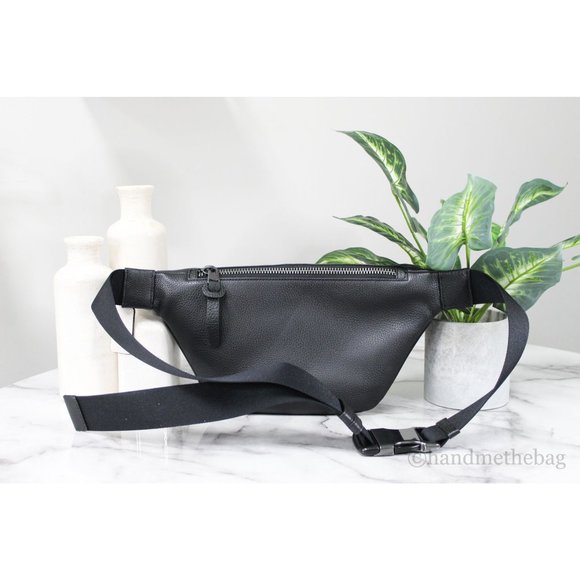 NEW Coach Men's Thompson Black Varsity Stripe Large Belt Bag Logo Jacquard NWT - Picture 3 of 10